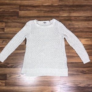 Talbots Sweater Small Petit Cream Cable Knit Scoop Neck Pullover Women's